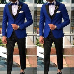 Men's Suits Slim Blazers Groom Suits For Men's Royal Blue Wedding Tuxedo Vests Formal Wear 3 PCS Slim Fit For Men258g