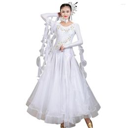 Stage Wear 10 Colours Costumes Ballroom Dance Dress For Women Competition Dresses Standard Dancing Clothes Long Sleeve