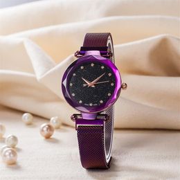 Popular Fashion Brand Women Girl Colorful color Metal steel band Magnetic buckle style quartz wrist watch Di 02213C