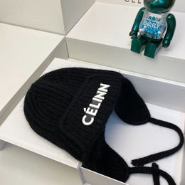 Alphabet Knitting Earmuffs Hat European and American Winter Warm Beanie Hats Korean Style Bag with Small Head and Face Woolen Cap