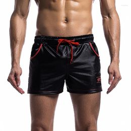Men's Shorts Men Casual PU Leather Quick Dry Swimwear Pocket Sports Gym Loose Running Trunks Swimming Board Surffing