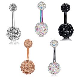 14G Stainless Steel Navel Rings Screw Bar CZ Body Piercing Belly Button Ring Women Girls Helix Cartilage Earring177y