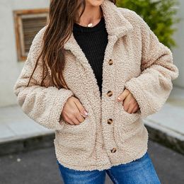 Women's Jackets Autumn And Winter 2023 Trendy Lapel Single-breasted Pockets Long-sleeved Fashion Casual Loose Wool Coat Women