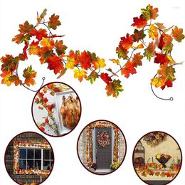 Decorative Flowers Autumn Vine Fake Fall Leaves Garland For Thanksgiving Halloween Fireplace Home Decoration Christmas Plant