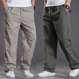 Men's Pants Mens casual Cargo Cotton pants men pocket loose Straight Elastic Work Trousers Brand Fit Joggers Male Super Large Size 6XL 230720