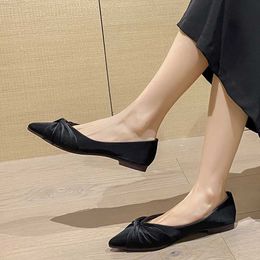 Dress Shoes Pointed Toe Silk Ballet Flats Women 2023 Spring Summer Soft Rubber Sole Moccasins Slip on Casual Loafers Office Dress Flat Shoes L230721