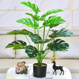 Decorative Flowers Artificial Plants 18 Fork Green Palm Leaves Home Garden Living Room Bedroom Balcony Decoration Tropical Plastic Fake