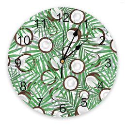 Wall Clocks Coconut Texture Leaves Clock For Modern Home Decoration Teen Room Living Needle Hanging Watch Table