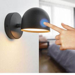 Wall Lamp Nordic Modern Interior Intelligent Touch Stepless Dimming White And Black Bedside Aisle 350 ° Rotation