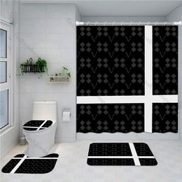 Animal Print Toilet Cover Mat Full Letter Shower Curtains Strong Absorbent Bath Mats Fashion Waterproof Baths Curtain1843