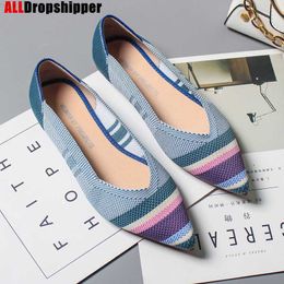 Dress Shoes Pointed Toe flats Ladies flat Shoes Comfortable Ballet Knit De Mujer Loafers Autumn Gestante Boat Shoes Soft Bottom Women's Shoe L230731