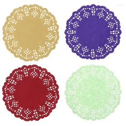 Table Mats 100pcs/lot 3.5" Diameter Vintage Napkin Pads Hollowed Lace Paper Mat Doily Craft