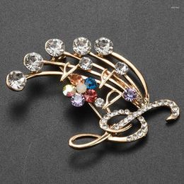 Brooches Arrival Music Brooch Elegant Style With Rhinestones Treble Clef Pin For Ladies