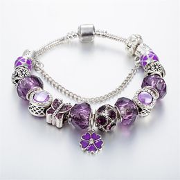 New elegant four-leaf clover pendant beaded bracelet for Pandora jewelry DIY charm beaded pendant ladies bracelet gift with origin209K