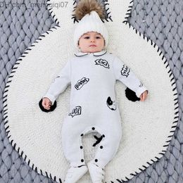 Rompers Baby Boy Cotton Knitted Rompers Infant White Long Sleeve Knit Jumpsuit Children Sweaters Autumn Winter Clothes 210615 Z230721