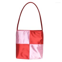 Evening Bags Vintage Satin Contrast Colour Women Bag Checkerboard Underarm Handbag Small Square
