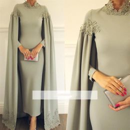 Elegant Mother of the Bride Dresses Ankle Length With Cape Formal Groom Godmother Evening Wedding Party Guests Gowns Plus Size Cus245k