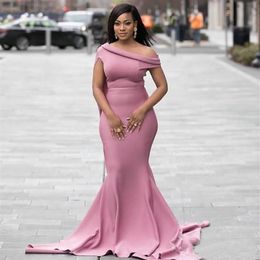 African Satin Bridesmaid Dresses Dusty Pink Mermaid Spring Summer Countryside Garden Formal Wedding Party Gowns Plus Size Custom M228N