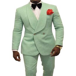 Mint Green Men Wedding Tuxedos Embossing Groom Tuxedos Fashion Men Blazer 2 Piece Suit Prom Dinner Jacket Custom MadeJacket Pants224z
