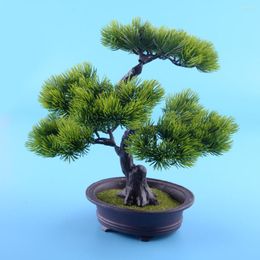 Decorative Flowers Artificial Fake Green Plant Bonsai Potted Simulation Pine Tree For Home Office Decor