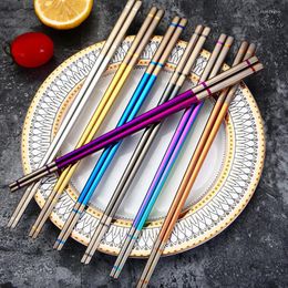 Chopsticks 1 Pair Stainless Steel Non-Slip Metal Chop Sticks Tableware Silver Gold Multicolor Wedding Party Supplies Gift
