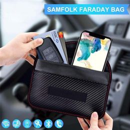 Premium Faraday Box Car Key Case Cage Fob Bag Keyless Rfid Lock Protezione dalle radiazioni Cell Phone Storage Bags330u