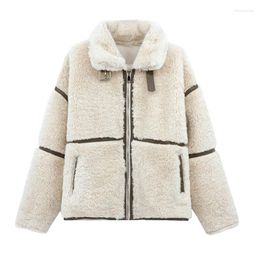 Women's Fur 2023 Autumn And Winter Fashion Loose Wild Motorcycle Thickened Casual Lamb Hair Short Coat Straight Female