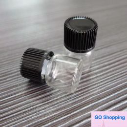 Clear Wishing Small Glass Bottles Vials With Black Screw Cap1ml 50 Pcs Mini 16*21mm Empty