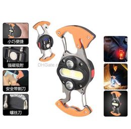 Multifunctional Tool Portable Lanterns Keychain Work Light Car Repairing Usb Rechargeable Emergency lamp Magnetic Mini Cob flashlight with Bottle Opener knife