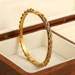 Link Bracelets AENSOA Arrial Gold Colour Twisted Chain Stainless Steel Bangles For Women Trendy Simple Design Waterproof Jewellery
