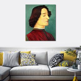 Classical Portrait Canvas Art Giuliano De Medici Sandro Botticelli Religious Painting Handmade High Quality