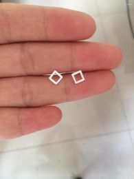 Stud Earrings Pure 925 Sterling Silver Geometric Fine Jewelry OPEN Triangle/Square/Round/ Heart/ Hexagon Tinny 5MM GTLE550