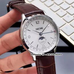 4 Style High Quality Watches Heritage Chronometrie Perpetual 112538 Autoamtic Mens Watch White Dial Leather Strap Gents Wristwatch224w