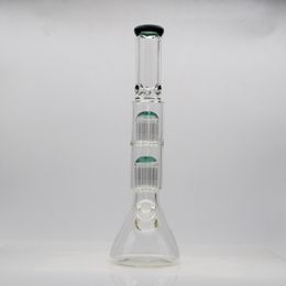 Colourful 18inch Double Arms Tree Perc 14mm Glass Bong Popular High Quality Water Pipes Perc Glass Bong Wholesale for Adult