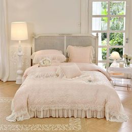 Bedding Sets Romantic Vintage French Princess Wedding Set 1200TC Egyptian Cotton Lace Embroidery Duvet Cover Bed Sheet Pillowcases