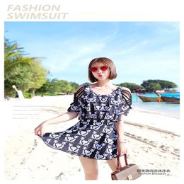 Swimsuit Lady 2020 New Fashion One Piece Conservatively Slim Large Size Ins Wind Fairy Fan Bubble Spring Swimsuit234u