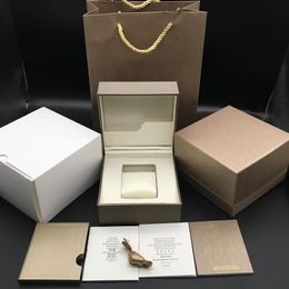 High Quality Square Paper Watch Box booklets Papers Silk Ribbon Gift Bag Champagne Watch Boxes Case302a