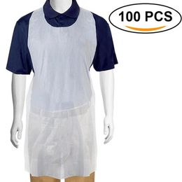 100Pcs Set Disposable White Transparent Easy Use Cleaning Apron Kitchen Aprons For Women Men Kitchen Cooking Apron 9961311270m