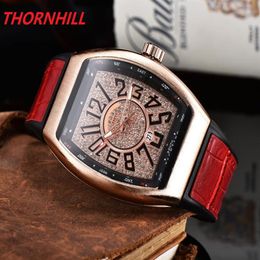 Mens Diamonds Dial Designer Watches Leather Strap Quartz Calendar Cool Wristwatches Fashion Business Luxury Men Watch Whole2646