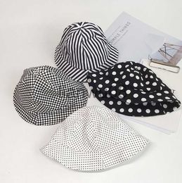 Caps Hats Korean Style Spring Children Sun Protection Beach Hat Retro Fashion Polka Striped Dot Summer Breathable Baby Fisherman Basin Hat x0810