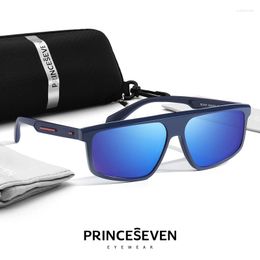 Sunglasses PRINCESEVEN Driving For Men Polarized Brand Designer High Quality Mirror Sun Glasses Acetate Frame Black Men's Shades