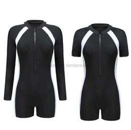 Korean style women wetsuit lycra nylon one piece long short sleeve swimsuit girls swimming diving surf SCUBA Snorkeling suits swimwear clothes set