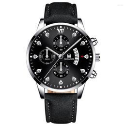 Wristwatches Quartz Watches For Men's Leather Strap Calendar Diamond Fashion Trendy Simple Business Casual