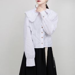 Women's Blouses Winter Niche Design White Shirt Female Vintage Doll Collar Artistic Girl Top