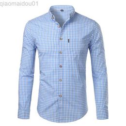 Men's Casual Shirts Small Plaid Button Down Shirt Men 2023 Summer New Long Sleeve Slim Fit Mens Dress Shirts Casual Cheques Gingham Chemise Homme L230721