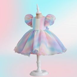Princess Dress Girl Elegant Puffy Party Dresses For Lush Baby Children's Clothes Colourful Evening Flower Girl Dress For Wedding