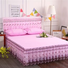 Bettrock dekorativ gestickte Spitzenbett Rock Prinzessin Bett Rock Nicht rutschfeste Matratzenschutzschutzbetten