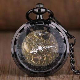 Pocket Watches Vintage Fashion Classic Black/Silver Capless Mechanical Watch For Men Women Steampunk Antique Retro Hand Wind Fob