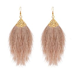 2019 New Arrive Fashion Boho Earrings For Women Temperament Fluffy Feather Dangle Pendant Statement Jewellery Ear Accessories312C