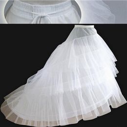 Brand New White Tull Petticoats with Train 3 Layers 2 Hoops Underskirt Wedding Accessories Crinoline for Bridal Gown Formal Dress244A